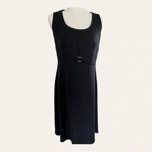 Bisou Bisou Black Sleeveless Dress Gold buckle Sz 12
